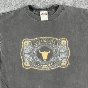 Tultex T-Shirt Mens Size XL Black California Graphic Tee Western Rodeo Bull